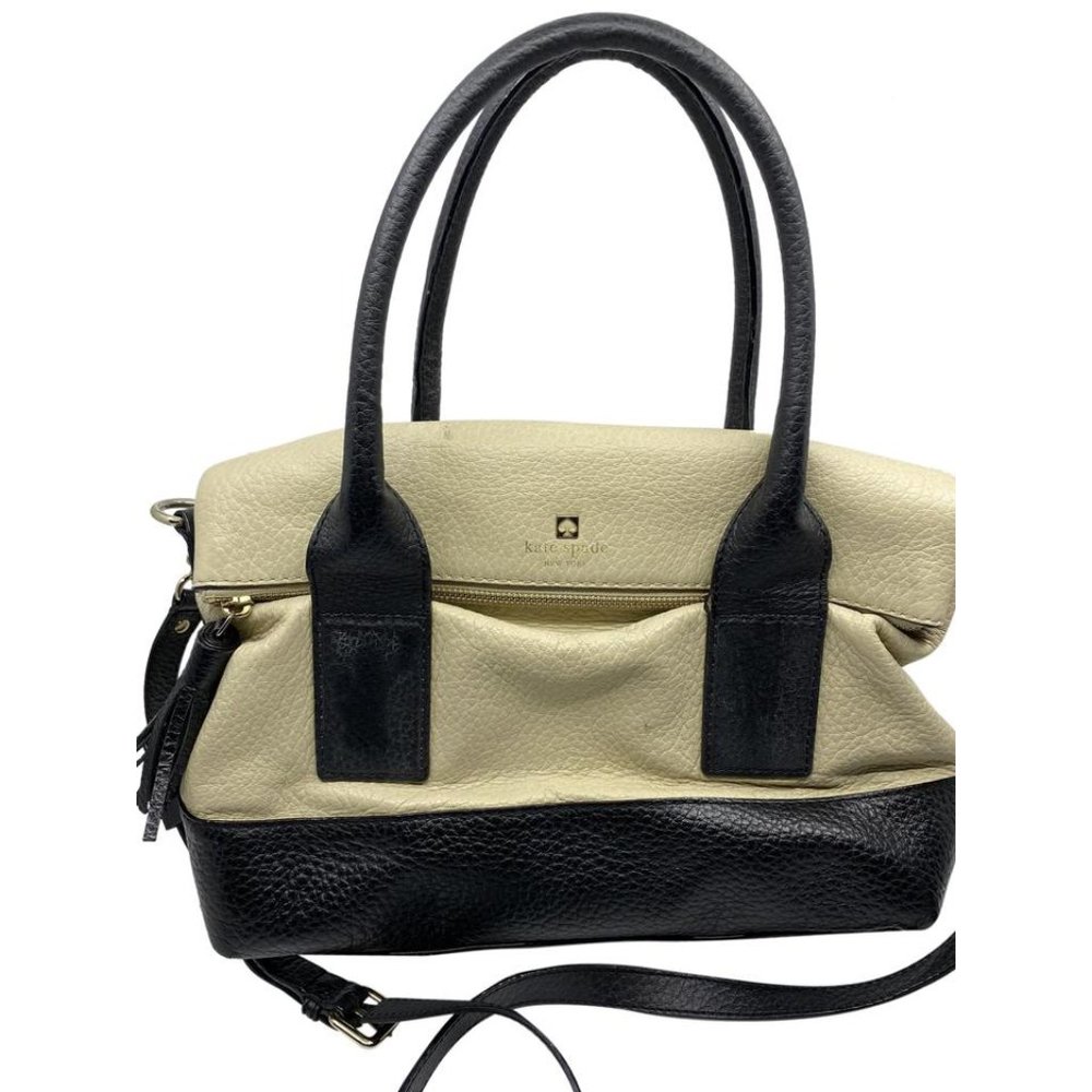 Kate Spade Cream Black Large Leather Shoulder Bag